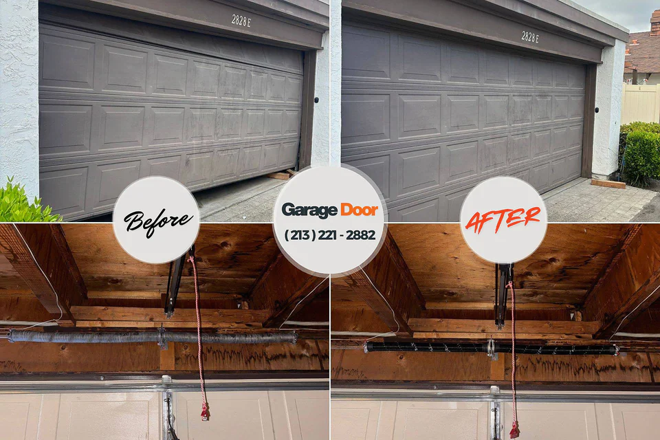 Before and after: garage door repair Bentonville, AR
